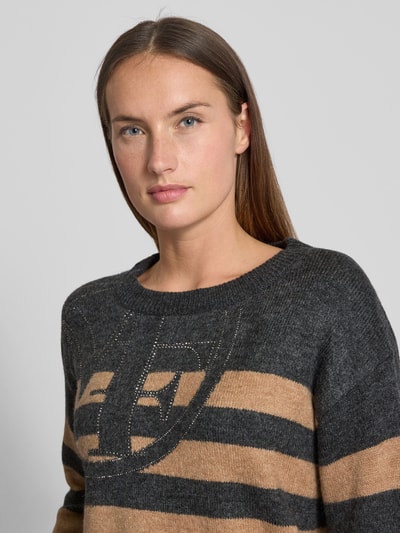 monari Gebreide pullover met ribboorden Antraciet - 3