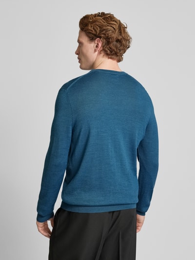 Christian Berg Men Gebreide pullover met ronde hals Petrol gemêleerd - 5