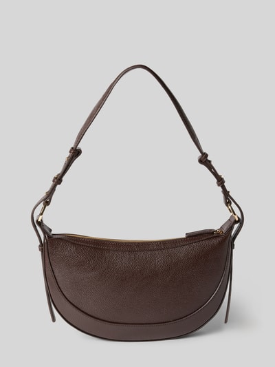 Produktfoto, Handtasche mit Tragehenkel von Mango aus braunem Material-Mix mit Reißverschluss und abnehmbarem Schulterriemen, strukturierte Oberfläche
