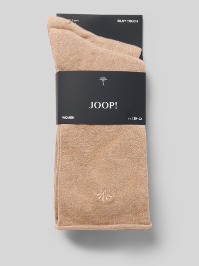 Produktfoto, Socken aus Viskose-Mix im 2er-Pack von JOOP! in Beige mit feiner Struktur und gesticktem Logo, Damen Socken, Material-Mix mit Viskose-Anteil