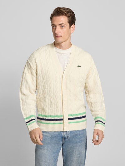 Lacoste Relaxed fit gebreid jack van wolmix Offwhite - 4