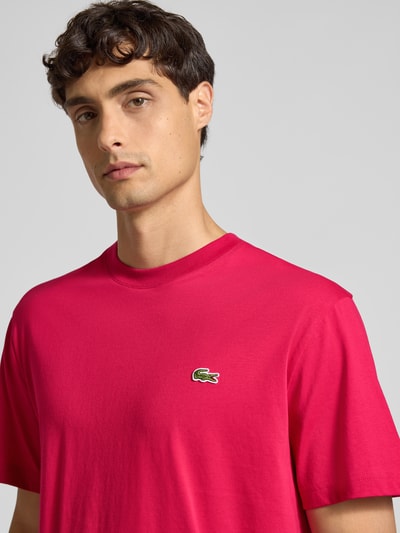 Lacoste Regular fit T-shirt van puur katoen Felroze - 3
