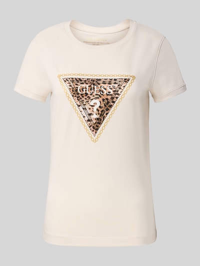 Guess T-Shirt mit Rundhalsausschnitt Ecru 2