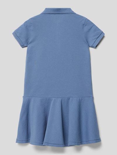 Polo Ralph Lauren Kids Jurk met polokraag, model 'POLO DRES-DRESSES-KNIT' Rookblauw - 3