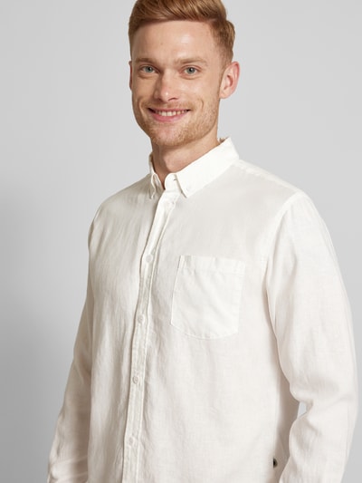 Thinking Mu Regular Fit Freizeithemd mit Brusttasche Modell 'WHITE HEMP ANT' Offwhite 2