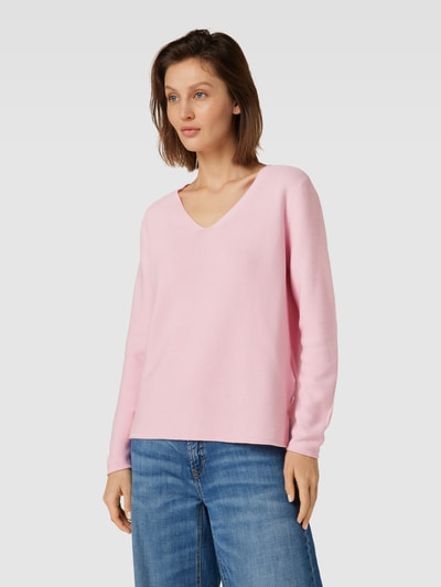 MAERZ Muenchen Strickpullover mit abgerundetem V-Ausschnitt Rose 4
