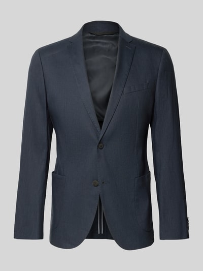 Produktfoto, Regular Fit Anzugsakko aus Leinen-Mix von s.Oliver BLACK LABEL, dunkelblau, Reverskragen, 2-Knopf, unifarben, glatte Textur