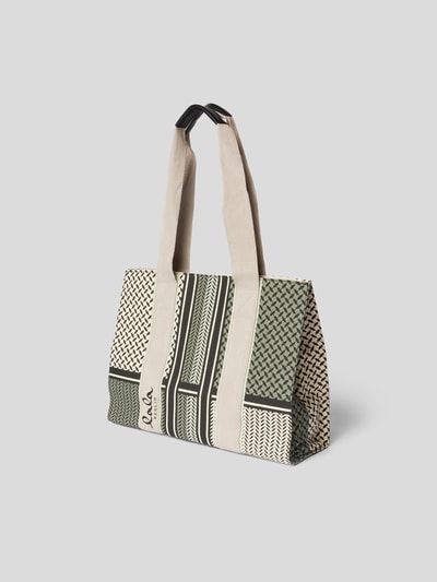 Lala Berlin Shopper mit Kufiya-Muster Olivgrün 2