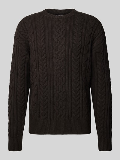 JAKE*S STUDIO MEN Gebreide pullover met kabelpatroon Donkerbruin - 2