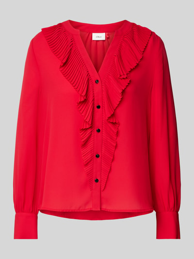 s.Oliver BLACK LABEL Regular fit blouse met geplisseerde volants Rood - 2