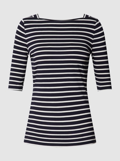 comma T-Shirt mit U-Boot-Ausschnitt Marine 2