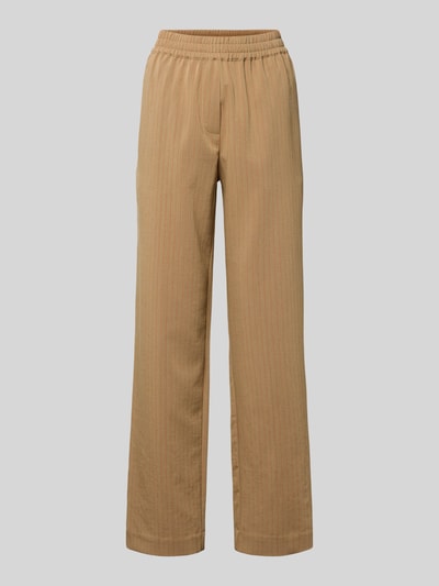 Essentiel Antwerp Wide leg stoffen broek van viscosemix model 'JINOU' Middenbruin - 2