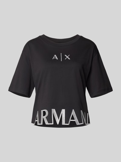 ARMANI EXCHANGE T-shirt z detalem z logo Czarny 2