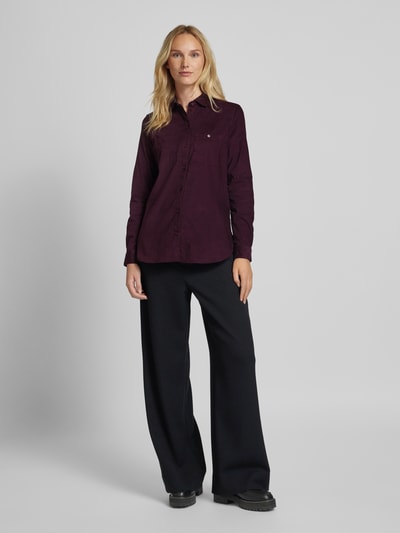 Christian Berg Woman Regular fit corduroy blouse met borstzakken Paars - 1