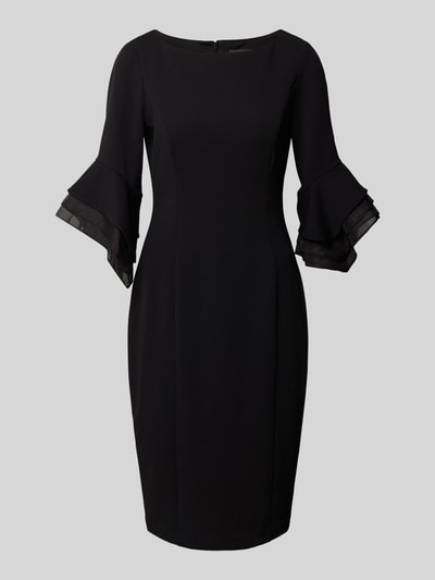 Adrianna Papell Knielanges Cocktailkleid mit Trompetenärmeln Black 2