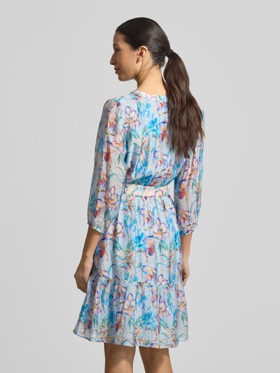 Christian Berg Woman Selection Knielanges Kleid im Allover-Look mit Gürtel Hellblau 5