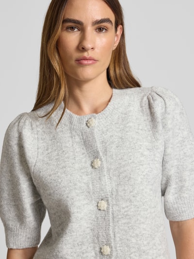 Neo Noir Cardigan met wol en knoopsluiting, model 'Turdy' Lichtgrijs gemêleerd - 3