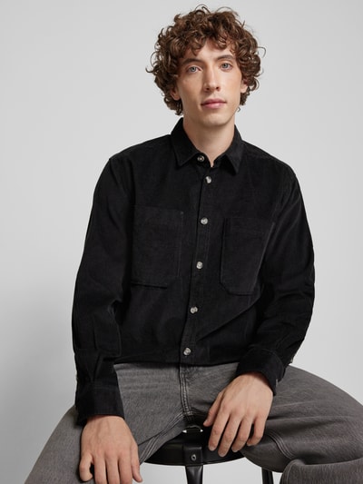 Only & Sons Relaxed fit vrijetijdsoverhemd met structuurmotief, model 'ALP' Zwart - 3