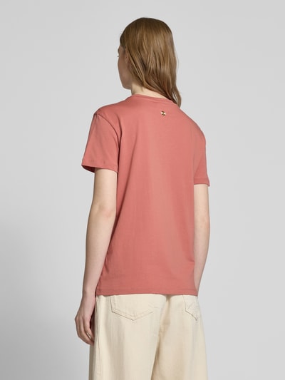 Jake*s Casual T-shirt met motiefstitching Terracotta - 5