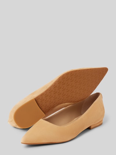 Lauren Ralph Lauren Lederballerinas mit Blockabsatz Modell 'LONDYN' Sand 4