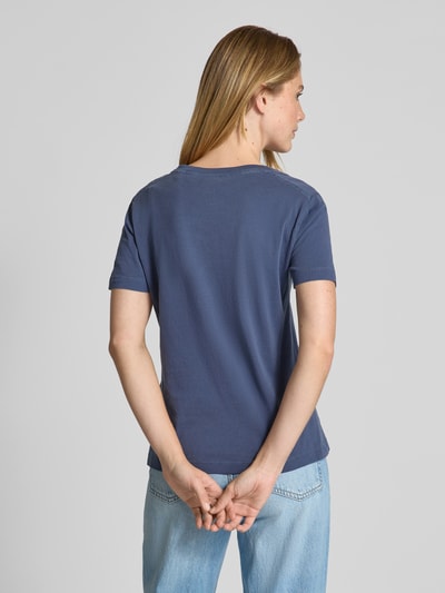Gant T-shirt met geribde V-hals Marineblauw - 5