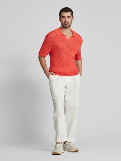Gant Koszulka polo z mieszanki lnu w jednolitym kolorze Pomarańczowy 1