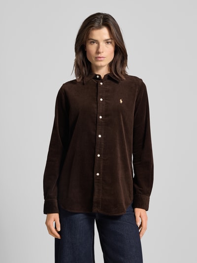Polo Ralph Lauren Overhemdblouse met labelstitching Chocoladebruin - 4