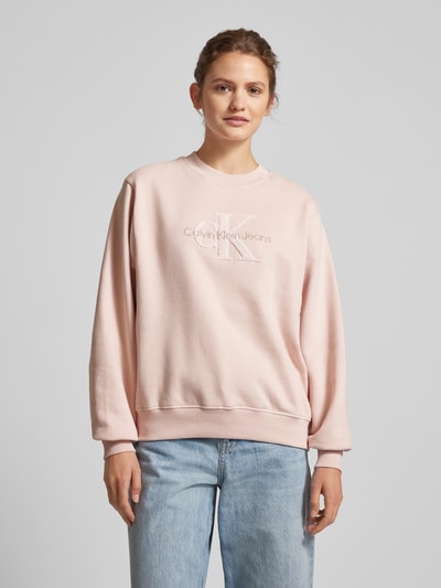 Calvin Klein Jeans Sweatshirt met labeldetail, model 'CHENILLE' Lichtroze - 4