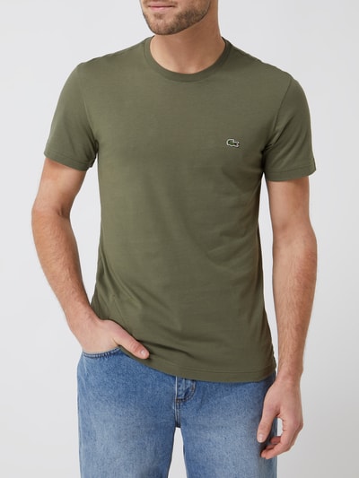 Lacoste T-shirt o kroju regular fit z bawełny Oliwkowy 4