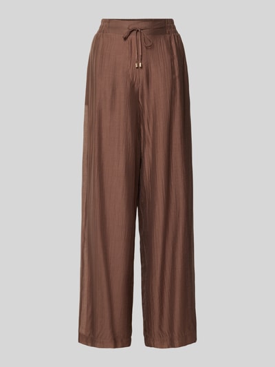 Produktfoto, braune Regular Fit Weite Hose aus Lyocell-Mix von s.Oliver BLACK LABEL mit leicht glänzender Textur, Damen Weite Hose