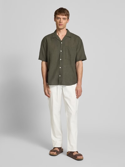 Blend Regular Fit Leinenhose mit Tunnelzug Modell 'BAY' Weiss 1