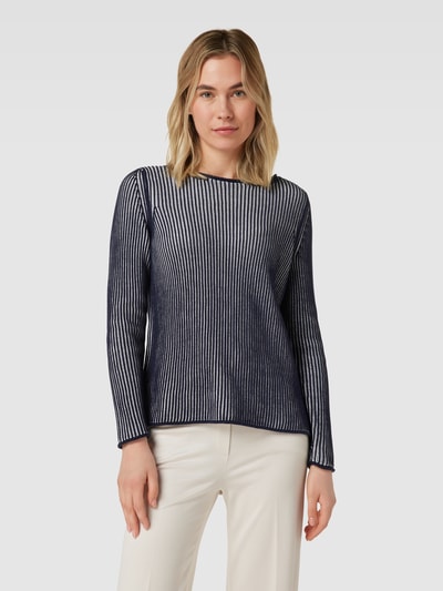 Christian Berg Woman Strickpullover in Ripp-Optik Dunkelblau 4