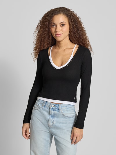 GUESS Jeans Slim Fit Longsleeve mit Strukturmuster Black 4