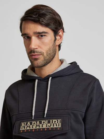 Napapijri Hoodie met labelpatch, model 'BURGEE' Zwart - 3