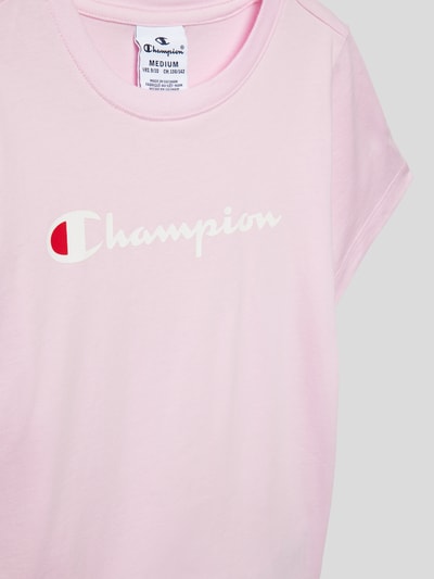 CHAMPION T-Shirt mit Label-Print Rosa 2