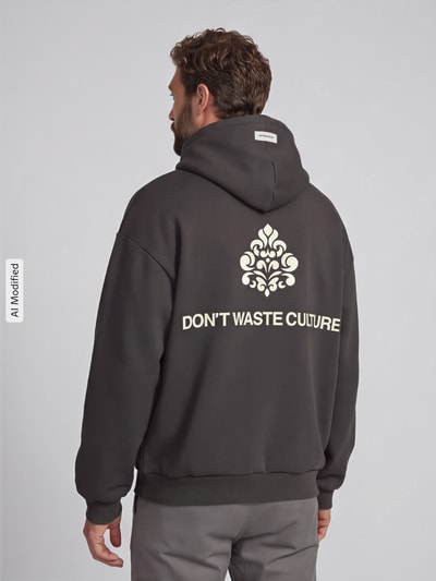 Don´t Waste Culture Oversized Hoodie aus Baumwoll-Mix Modell 'PURO' Mittelgrau 5