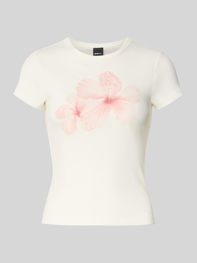 Gina Tricot T-Shirt mit Motiv-Print und Rundhalsausschnitt Ecru 2