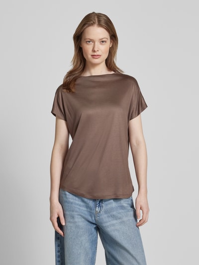 Someday T-shirt z wiskozy z okrągłym dekoltem model ‘Kisanie’ Szarobrązowy 4