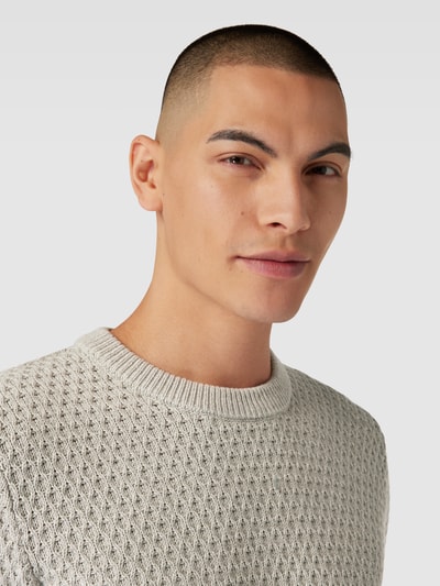 SELECTED HOMME Strickpullover mit Strukturmuster Modell 'REMYS' Hellgrau 3