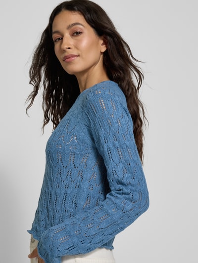 Vero Moda Regular Fit Strickpullover aus Ajour-Strick Modell 'NEW FABIENNE' Blau 3