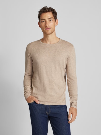 Christian Berg Men Strickpullover mit Rundhalsausschnitt Sand Melange 4