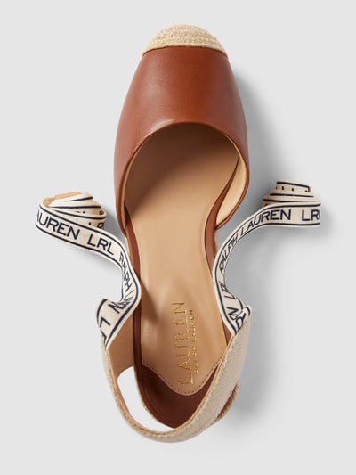 Lauren Ralph Lauren Wedges met labeldetails, model 'PAISLEE' Cognac - 3