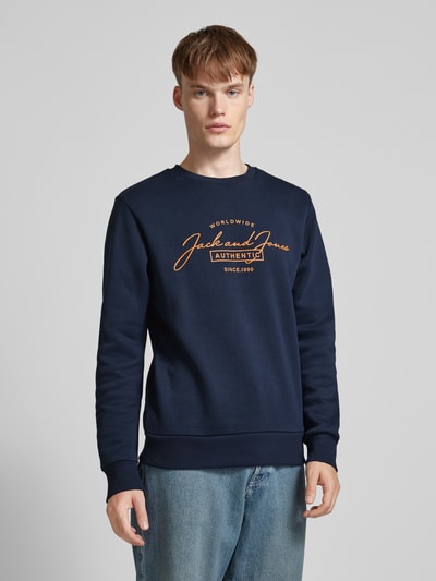 Jack & Jones Sweatshirt mit Label-Print Modell 'FERRIS' Marine 4