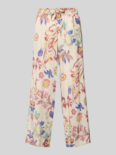 Produktfoto, Culotte aus Viskose mit elastischem Bund van Christian Berg Woman in loose fit met elastische tailleband, allover-print, kleurrijke bloemen en zachte textuur, context: dames culotte van viscose, taillewijdte maat 36: 40 cm, binnenbeenlengte maat 36: 64 cm