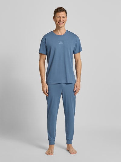 HUGO T-shirt o kroju regular fit z mieszanki bawełny Model 'LAZE T-SHIRT' Jeansowy niebieski 1