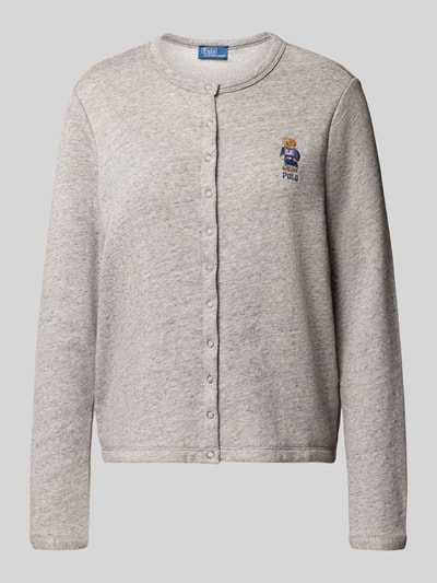 Polo Ralph Lauren Regular Fit Jacke in Strick-Optik mit Logo-Stitching Dunkelgrau 2