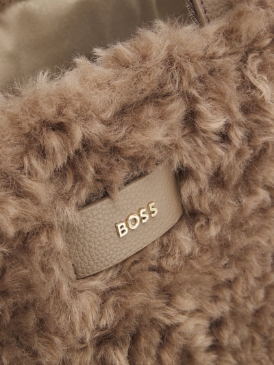 BOSS Torba shopper z imitacji futerka z dodatkiem wełny Szarobrązowy 6