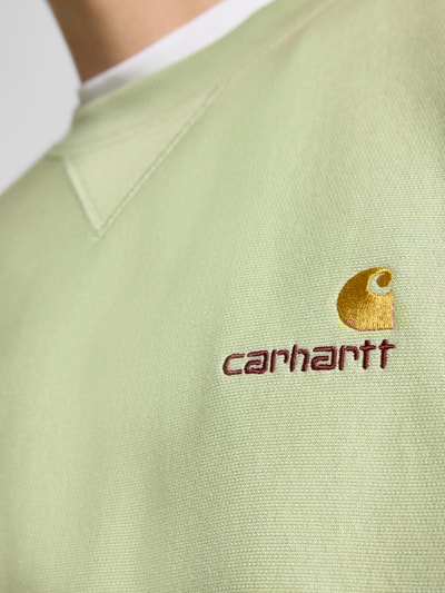 Carhartt Work In Progress Sweatshirt mit Rundhalsausschnitt und Label-Stitching Hellgruen 3