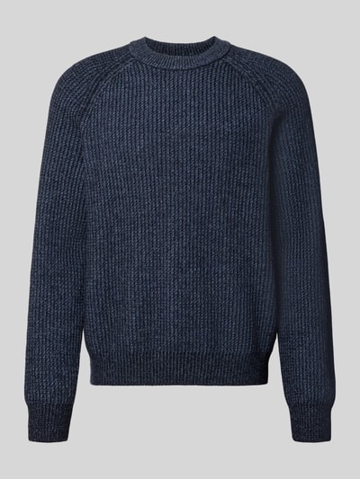 Produktfoto, granatowy sweter Regular Fit Pullover aus Woll-Mix model 'Kepler' von BOSS Orange, wyraźna faktura dzianiny, jednolity kolor