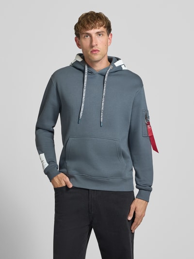 Alpha Industries Regular Fit Hoodie aus Baumwoll-Mix mit Label-Patch Hellblau 4